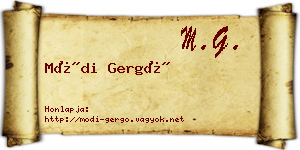 Módi Gergő névjegykártya
